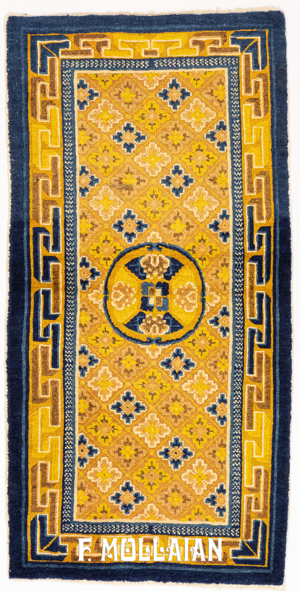 Antique Ningxia Chinese Rug Gold/Blue Tone n°:945089